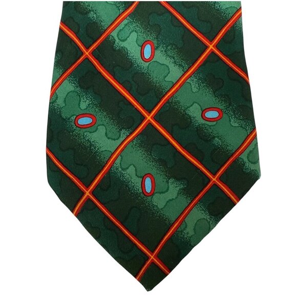 CHRISTIAN LACROIX Paris Designer Necktie Mens Silk Tie Green Red Modern Print - Picture 3 of 9